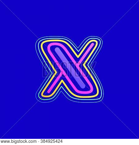 Colorful Line X Letter Logo. This Icon Made Of Stroke Can Be Used For A Nightlife Advertising, Carto
