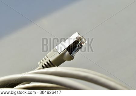 Lan Input Cable Patch Cord White Cord On White Background