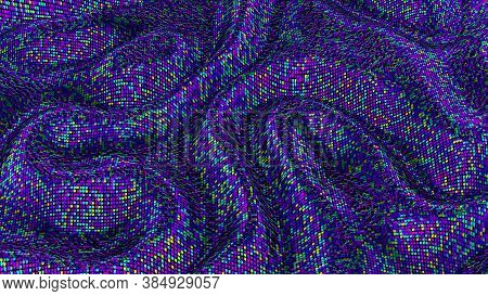 Fabric Pattern Design Made Of Particles, Glowing Ligt Little Mirrows, Evening Dress, Disko Style, Sn