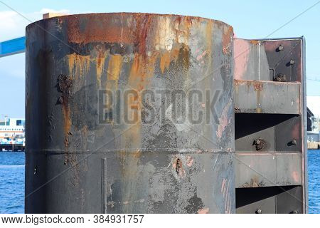 Different Bollards And Technical Installations Of Vessel Traffic At The Kiel Port
