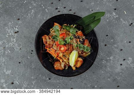 Japanese Food: Glass Noodles With Chicken And Vegetables