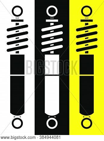 Car Shock Absorber In Flat Style. Spare Parts For Repair In Car Workshop. Absorption Of Impact Force