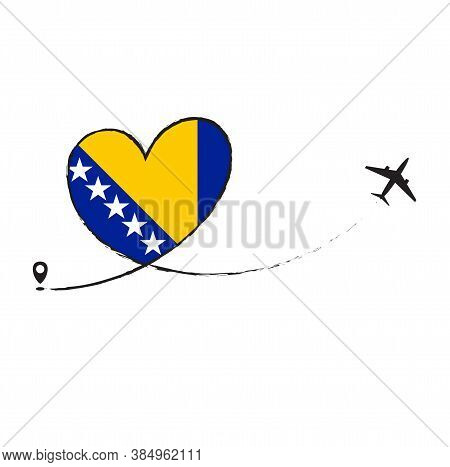 Flag Of Bosnia Love Romantic Travel Plane Airplane Airplane Airplane Flight Fly Jet Airline Line Vec