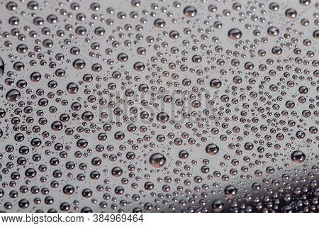 Many Small Water Drops On The Surface Of Cellphone Hydriphobic Coated Glass Screen