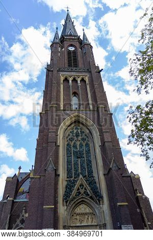 Kevelaer, Germany - Sept 5, 2020: The Famous Basilica Church With Beautiful Blue Sky With Some White