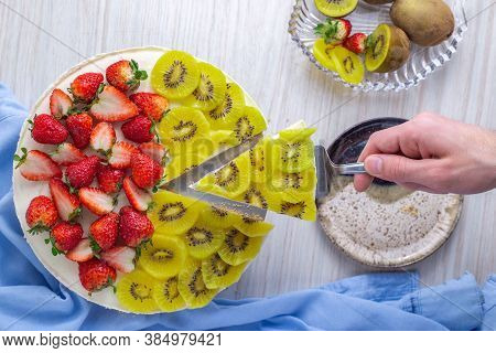 Kiwi Strawberry Cheesecake Fresh Dessert Sweet Treat