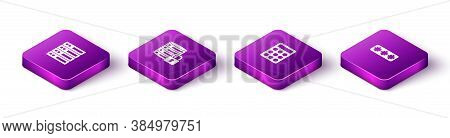 Set Isometric Server, Data, Web Hosting, Security With Lock, Password Protection And Icon. Vector