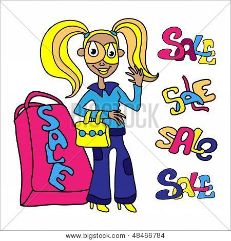 Myynti, tyttö on Shopping.ai