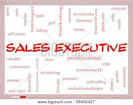 Sales Executive Word Cloud Concept On A Whiteboard