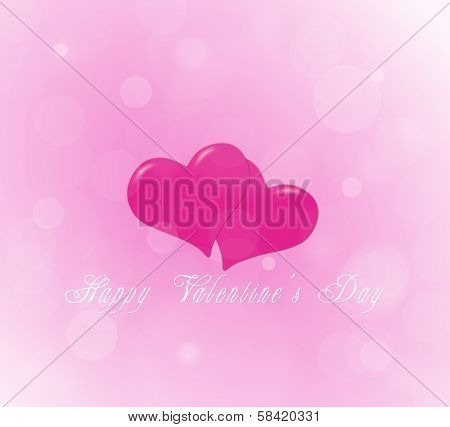Couple Of Hearts On The Pink Background With Snow