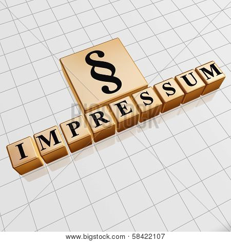 Impressum And Paragraph Sign In Golden Cubes