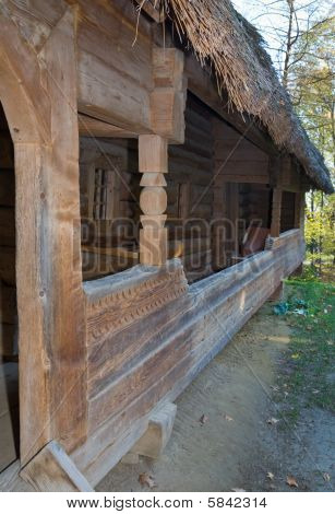 Entrance Porch To Historical Country Wooden Hut