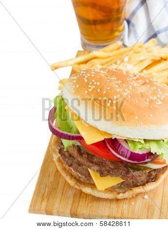 Burger with beer