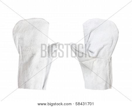 Pair of white working gauntlet.