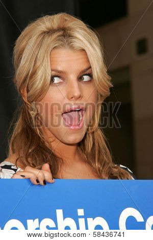 Jessica Simpson at a press conference to announce Blockbuster Video's 