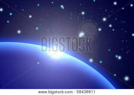 Earth - Sunrise With Rays And Lens Flare