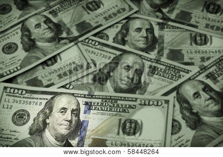 One Hundred Dollar Bills, Focus On Benjamin Franklin