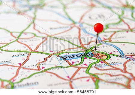 Closeup map of Oxford