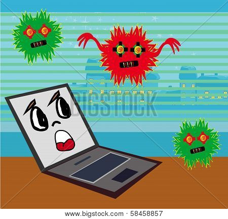 Computer Virus Attacking Laptop