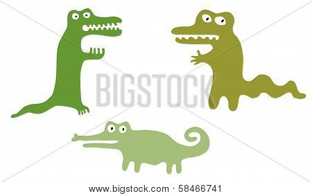 Green Cute Crocodiles