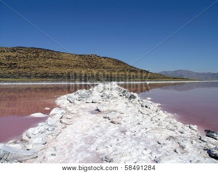 Spiral Jetty Long White Salt Path Connecting Land And Sprial