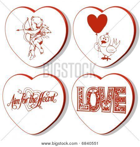 4 Valentines hjerter - Amor