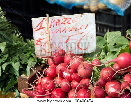 Radish on a market