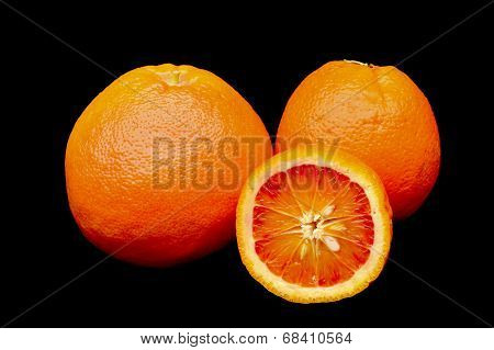 Grepfruit And Orange Fruit On Black Blackground
