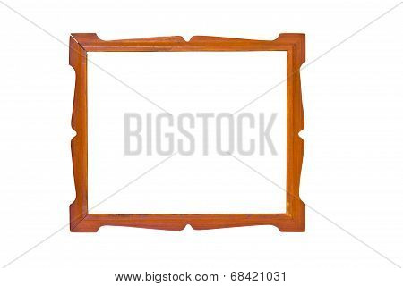Vintage Wooden Picture Frame Isolated On White Background.