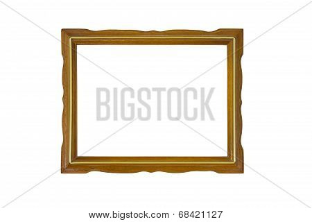 Vintage Wooden Picture Frame Isolated On White Background.