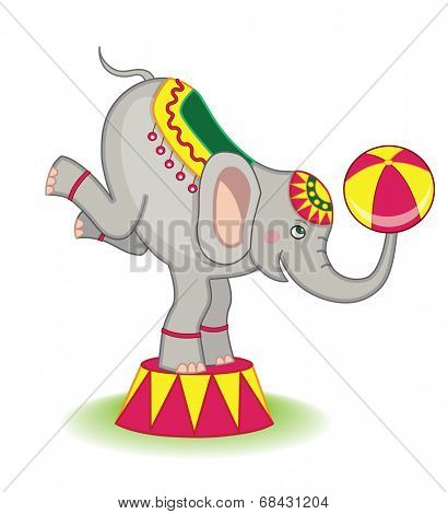 cute circus elephant (vector illustration for children's books)
