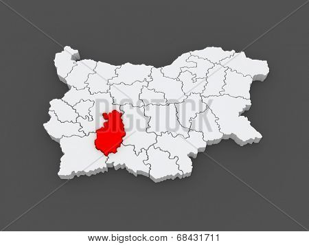 Map of Pazardzhik Province. Bulgaria. 3d