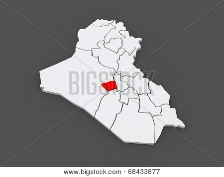 Map of Karbala. Iraq. 3d