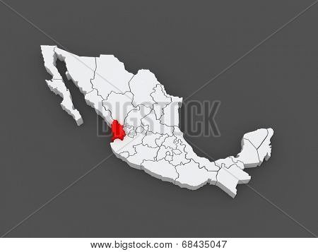 Map of Nayarit. Mexico. 3d