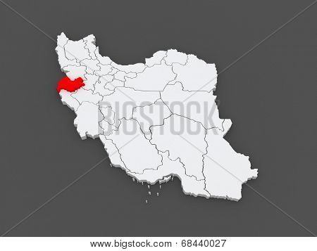 Map of Kermanshah. Iran. 3d