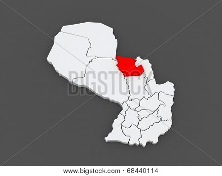 Map of Concepcion. Paraguay. 3d