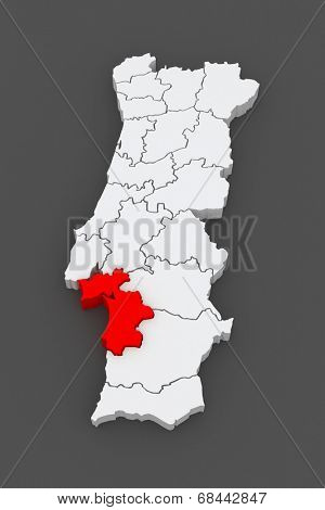 Map of Setubal. Portugal. 3d