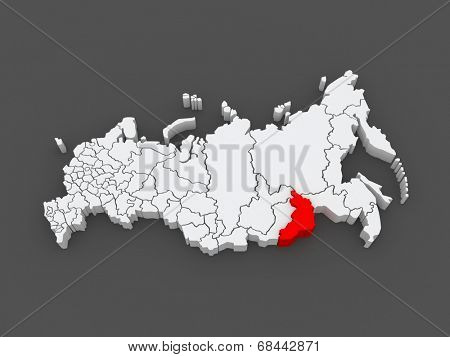 Map of the Russian Federation. Trans-Baikal Territory. 3d