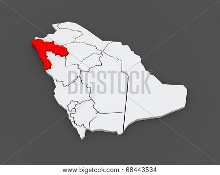 Map of Tabuk. Saudi Arabia. 3d