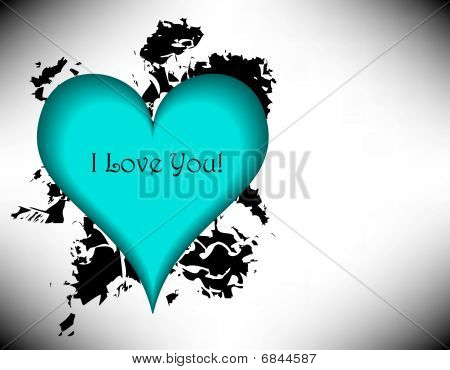 azurblå Valentinsdag hjerte med grunge
