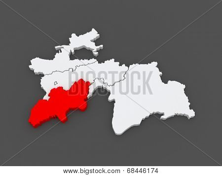 Map of Khatlon. Tajikistan. 3d