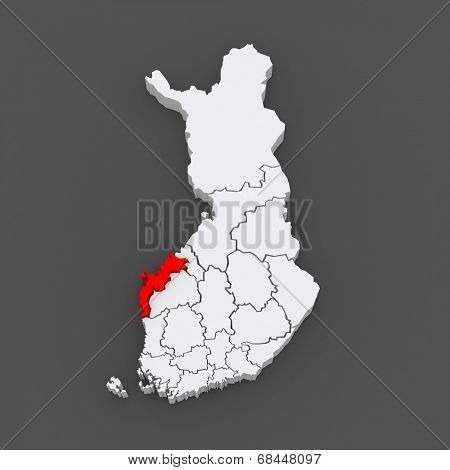 Map of Ostrobothnia. Finland. 3d