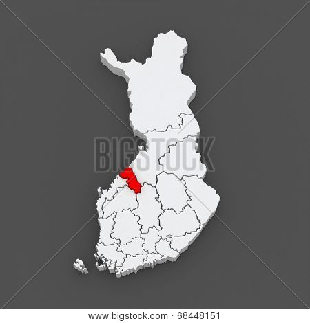 Map of Central Ostrobothnia. Finland. 3d