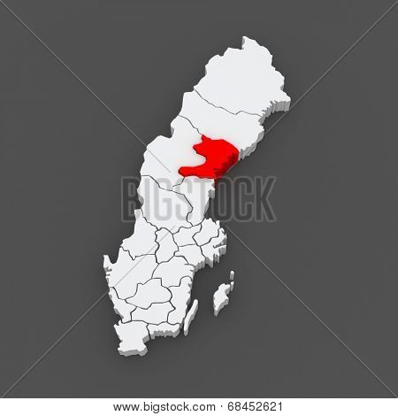 Map of Vasternorrland. Sweden. 3d