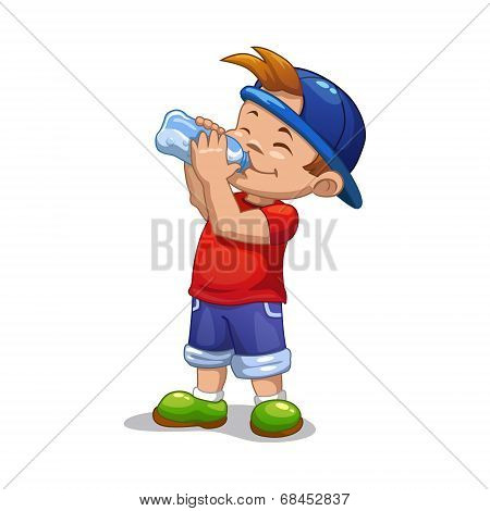 Little boy drinks water
