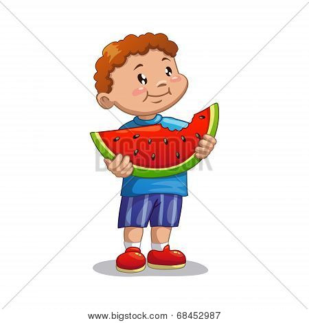 boy eating watermelon