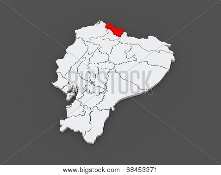 Map of Carchi. Ecuador. 3d