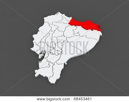 Map of Sucumbios. Ecuador. 3d