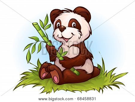Vector illustration of panda in cartoon style