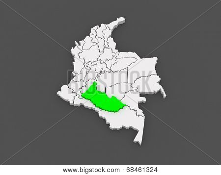 Map of Caqueta. Colombia. 3d